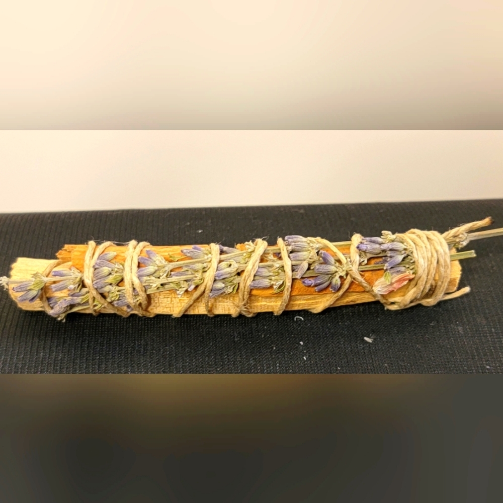 Spiritual Palo Santo cinnamon and lavender house cleansing smudge stick 3in long